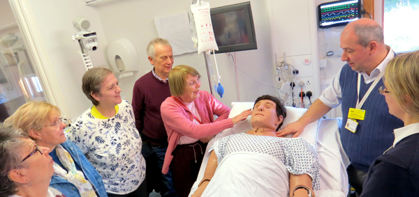 Clinical skills and simulation centre manager Andrew Sykes demonstrate the features of the new simulation mannequin 