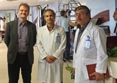 Dr Hopkinson (left) visiting a rehabilitation centre in the north of Tehran