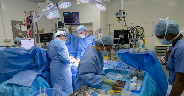 Junior doctors taking part in advanced procedure simulation 