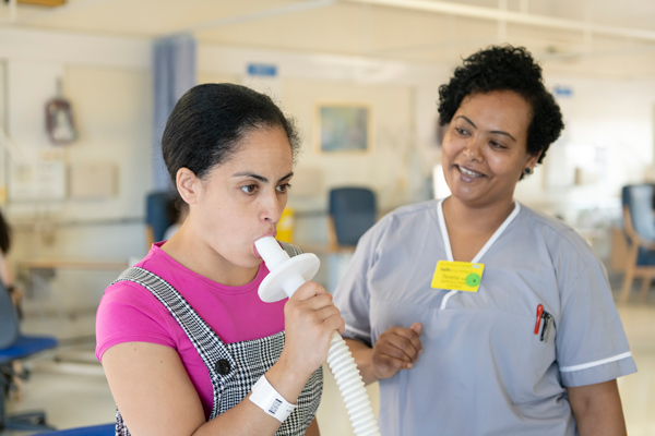 Asthma patient taking test 