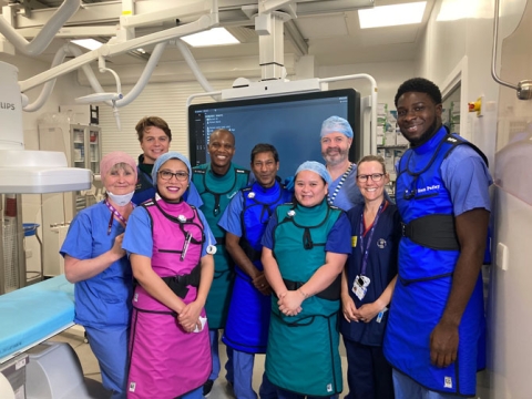 Professor Pallav Shah (pictured middle) and the clinical team